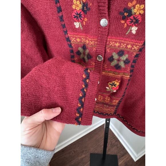 Laura Ashley Red Knitted Wool Cardigan - Picture 4 of 5